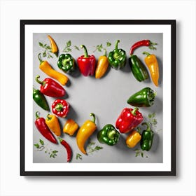 Peppers In A Heart Shape Art Print