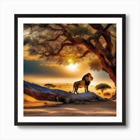 Lion In The Savannah 36 Art Print