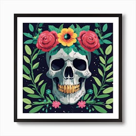 Floral Skull (8) 2 Art Print