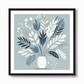 Scandinavian style, Bouquet of tropical leaves and branches 1 Art Print