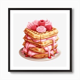 Waffles With Raspberry Icing 1 Art Print