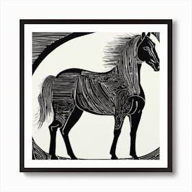 Horse In Black And White Art Print