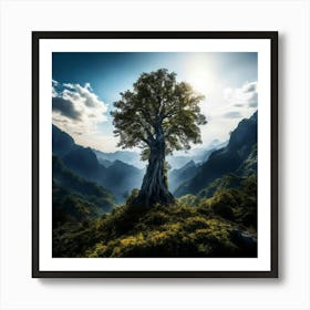 Lone Tree In The Mountains Art Print