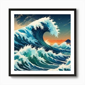 Great Wave At Sunset Art Print