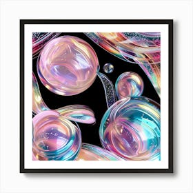 Iridescent Spheres and Ribbons Art Print