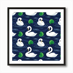 Swan Pattern Elegant Design Art Print