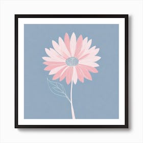 A White And Pink Flower In Minimalist Style Square Composition 46 Art Print