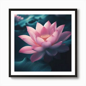 Aesthetic style, Large pink lotus flower 4 Art Print