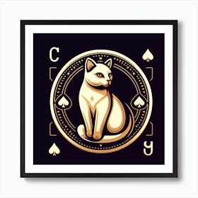 Cat With Playing Cards Art Print