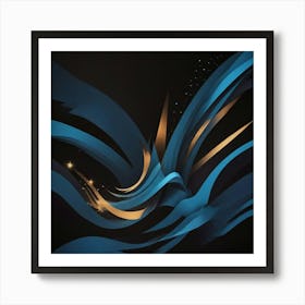 Abstract Blue And Gold Art Print