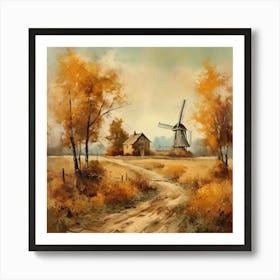 Vintage Oil Painting, Farmhouse Wall Decorations, Vintage Landscape, Printable Wall Art, Vintage Landscape Oil Painting.
8Windmills. Art Print