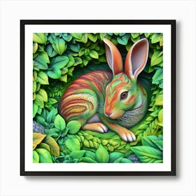 Rabbit In The Forest Art Print