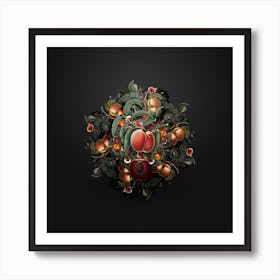 Vintage Carrot Peach Fruit Wreath on Wrought Iron Black n.1466 Art Print