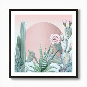 Desert Sunset Rose Gold Collage Boho Art Print