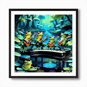 Frogs On The Piano Art Print