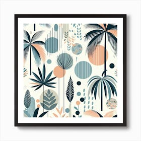 Scandinavian style, Summer tropical pattern with palm trees 2 Art Print