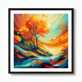 Autumn Landscape Painting Art Print