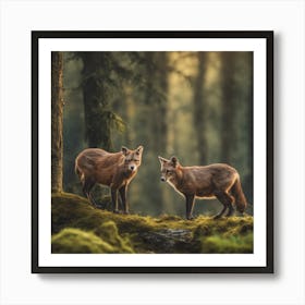 A Breathtaking View Of Forest Animals Art Print