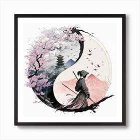 Myeera Yin Yang Symbol Japanese Painting Art Geisha Ninja Yin Y 8c5c6478 E224 4a4e 9772 5f5f06548d96 Art Print