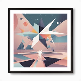 A Drawing In Pastel Colors Of A Light And Shadow And A Star, In The Style Of Bauhaus Simplicity, R (1) Art Print