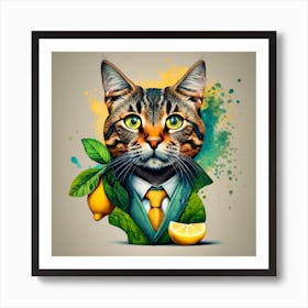 Cat In A Suit Art Print