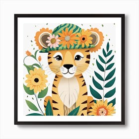 Floral Cute Baby Lion Nursery Illustration (15) 1 Art Print