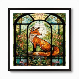 Fox Stained Glass 3 Art Print