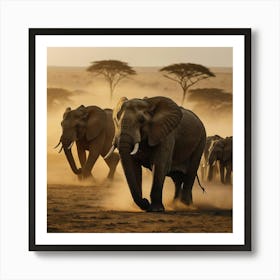 Herd Of Elephants Art Print