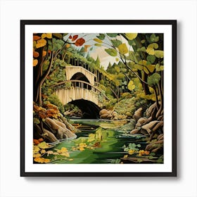 Bridge In The Woods Art Print