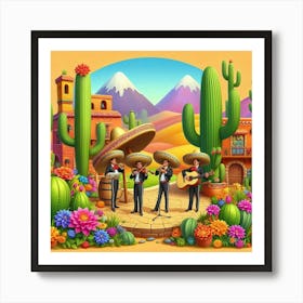 Mexican Village Art Print