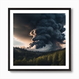 Black Smoke Billowing From A Forest Art Print