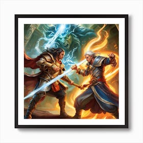 Two Knights Fighting Art Print