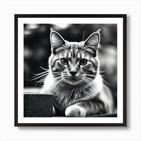 Black And White Cat 36 Art Print