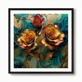 Gold Roses Art Print