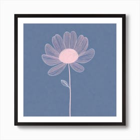 A White And Pink Flower In Minimalist Style Square Composition 651 Art Print