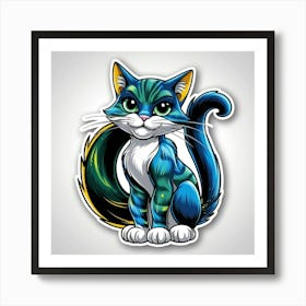 Default Vibrant Cartoon Cat Rendered In Sleek Vector Sticker A 2 (1) Art Print