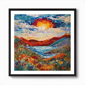 Sunset On The Lake Art Print