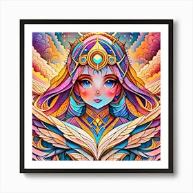 Psychedelic Girl With Wings Art Print