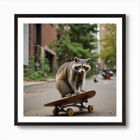 Photograph A Scene Where City Animals Like Raccoons Pigeons And Squirrels Are Taking Over An Urban E 2512957686 Art Print