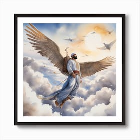 Can Fly Man Fly In Sky Watercolor 1 Art Print