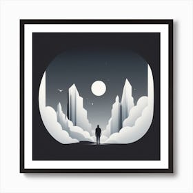 Man Walking In The Night Art Print