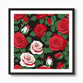 Seamless Pattern With Roses Art Print