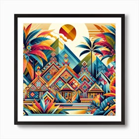 Geometric Art Tropical landscape Art Print