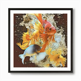 Goldfish Splash Art Print