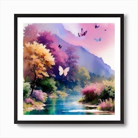 Butterflies By The River Art Print