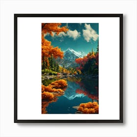 Autumn Trees Reflected In A Lake Poster