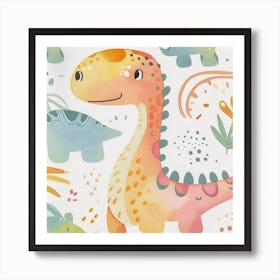 Cute Spiky Pattern Dinosaur 1 Art Print