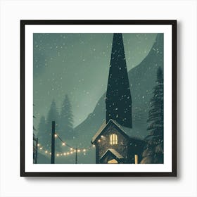 Snowy Village Art Print