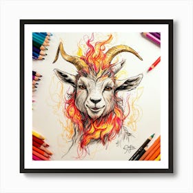 Goat With Horns 21 Art Print