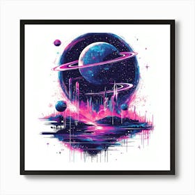 Space City.Generated AI. Wall Art Print 3 Art Print